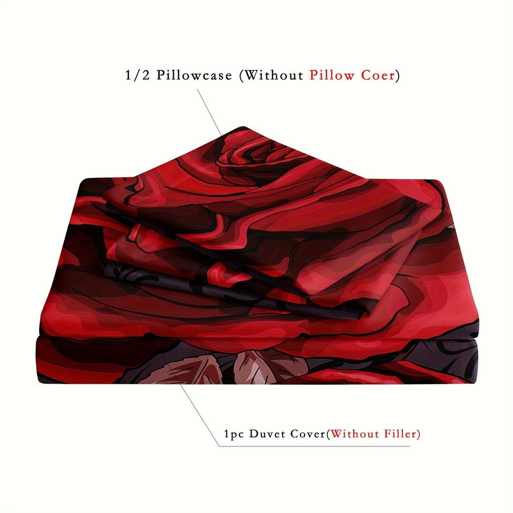 2/3Pcs Set With A Romantic Floral Pattern Featuring Roses And Butterflies For A Duvet Cover Set.Romantic Gifts For Lover