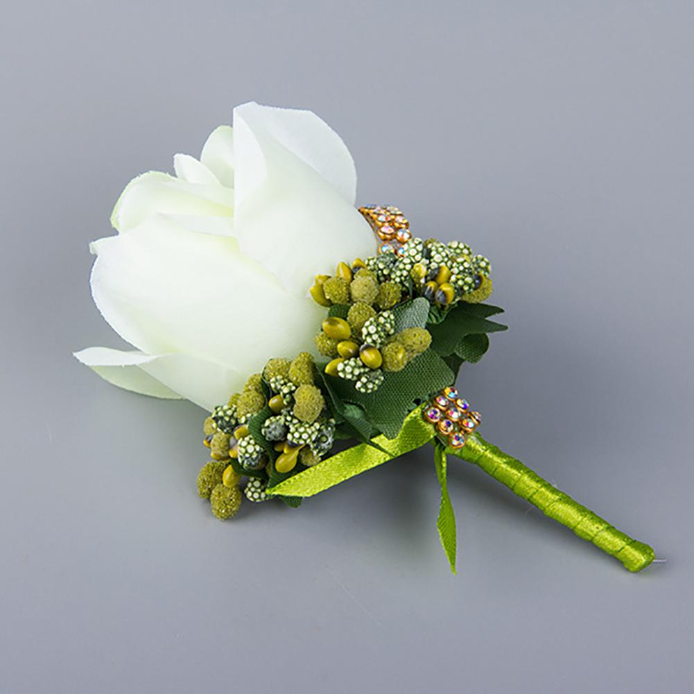 

Simulate Silk Rose with Berry Wedding Corsage for Groom Bride Marriage Brooch Pin fruit green 3# #1