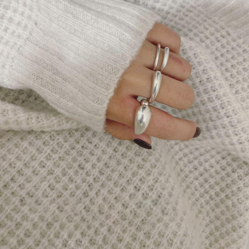 Unique Eyecatching And Open Double Ring In 925 Silver With Fashionable Gradient Design Women For