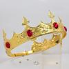 Luxurious Regius Crowns Antique Gold King Crowns Crystal Medieval Headwear for Costume and Performances