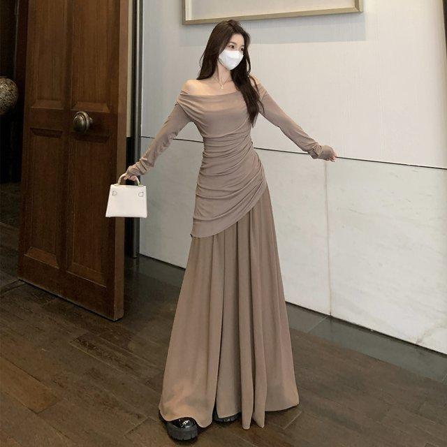 Elegantes Patchwork-Netz-Strickkleid in Übergröße für Damen - Frühling/Herbst