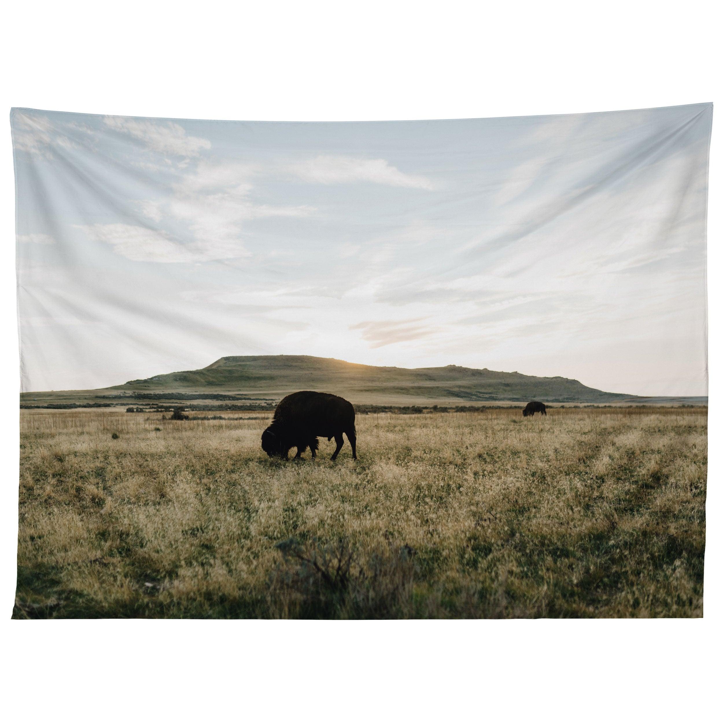 BUFFALO SUNSET tapestry 75x100
