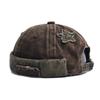 Retro Washed Color Docker Cap Without Visor Star Splicing Brimless Caps Letter Adjustable Beanie Hat Vintage Style Hip Hop