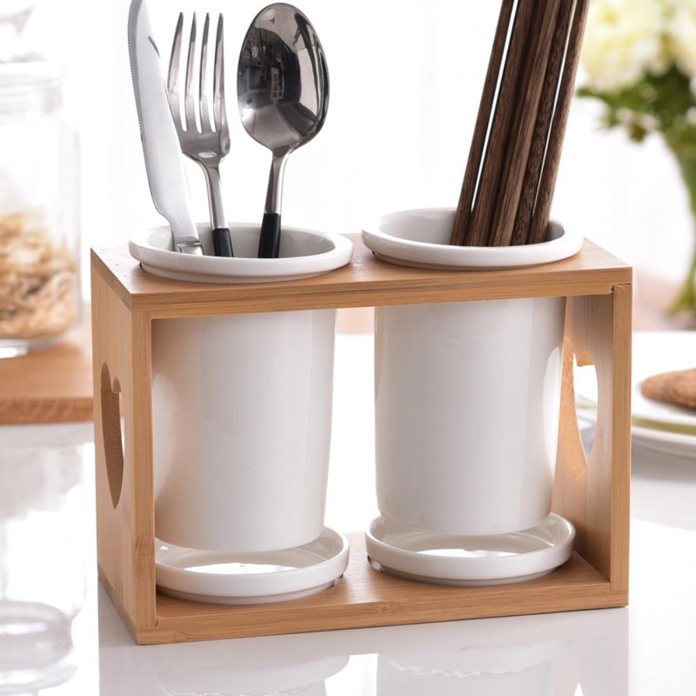 Ceramic Chopstick Holder Large Capacity Household Tableware Holder Anti-mildew Cutlery Storage Rack Party