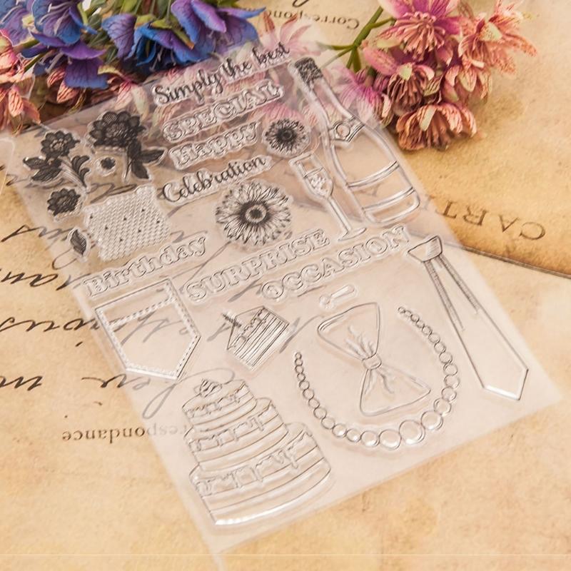 Birthday Celebration Clear Silicone Stamp Scrapbooking Silicone Stamp for Birthday Card Making, Photo Album Decoration