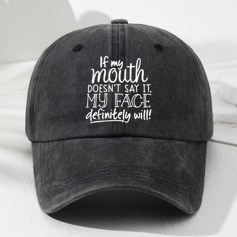 Funny Face Says It All Sarcastic Quote Baseball Cap Adjustable Polyester Casual Hat Unisex Adult Unisex