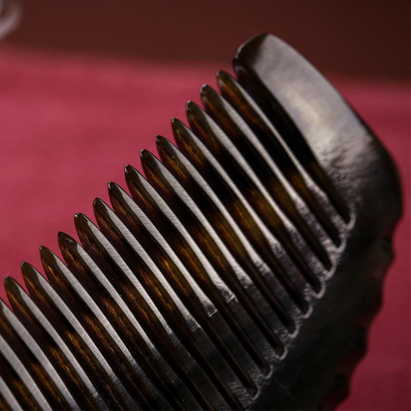 Black Buffalo Horn Hair Comb & Head Massager - Unisex Gift