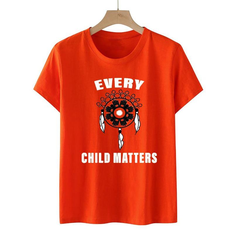 Every Child Matters Casual Printed Round Neck Loose Cotton Short Sleeved Top T-Shirts Unisex