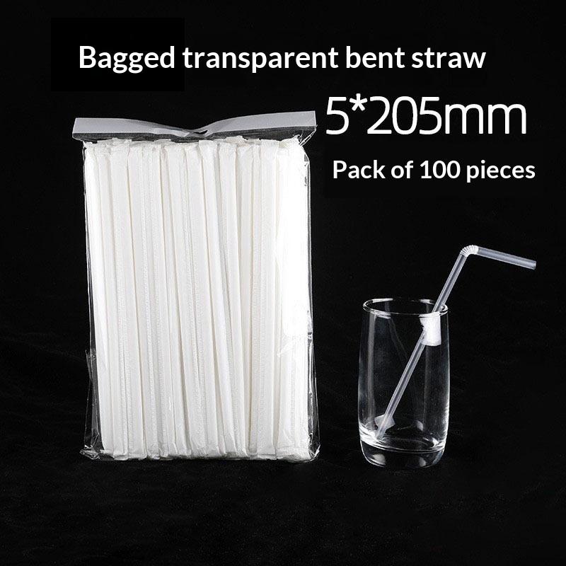 Food Grade 200 Disposable Straw Independent Packaging Transparent Tube Plastic Hose Straw