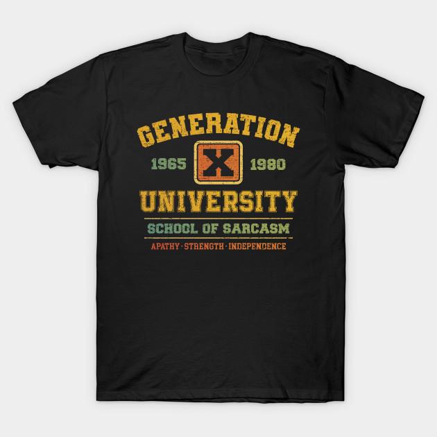 

Men Black Print T-shirt Generation X University No-Cut Transfer Paper Print Cotton Tshirt M