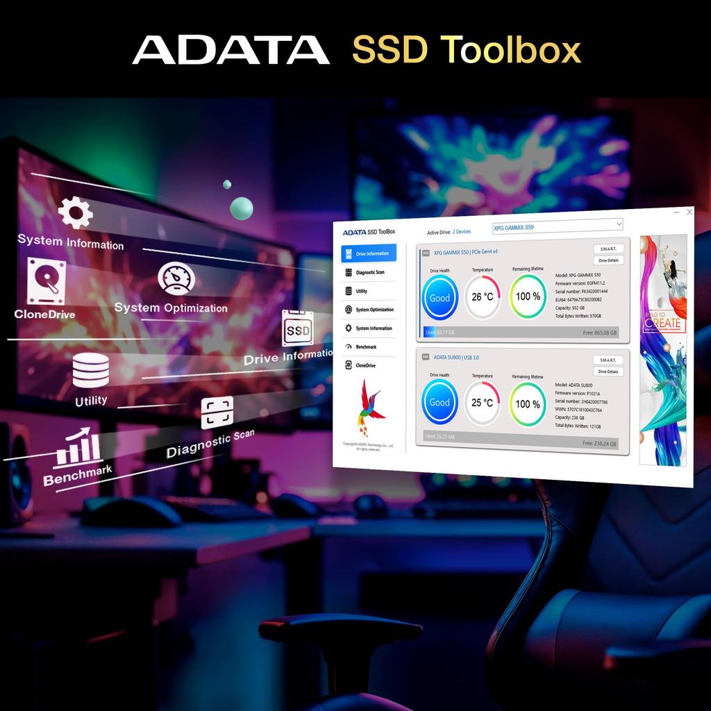 XPG SSD SPECTRIX S65G 1000GB PCIe Gen4x4 2280 Maximum Read Speed PS5 Compatible with Heatsink RGB [ADATA] M.2 6000MB/sec SSPECTRIXS65G-1000G-CI-I