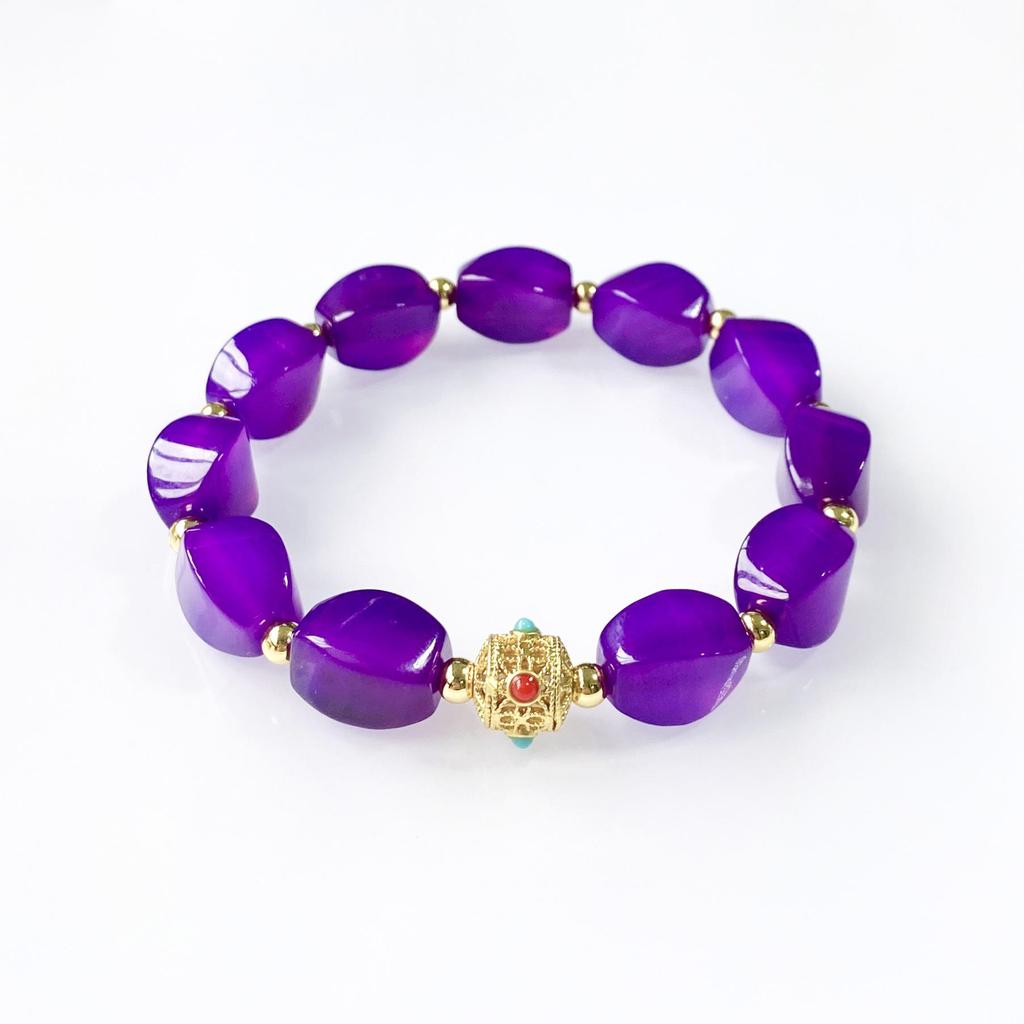 Qianjing Wanma Purple Agate Beaded Women's Bracelet - Custom DIY Twist Jewelry.