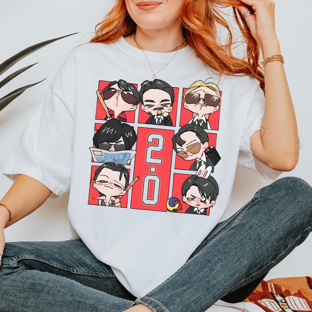 Kpop Boy Band Cute Q Version Graphics T-shirt Cotton Unisex High-Quality Comfortable Casual Oversized