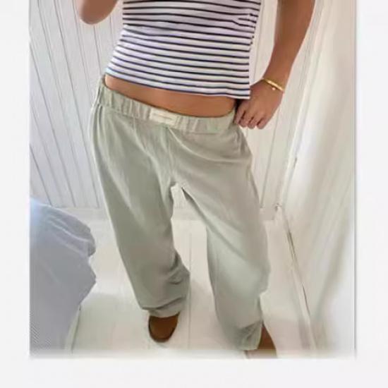 Ladies' Daily New Seasonal Commuting Business Leisure Pants With Pockets Made Of Pure Cotton And Comfortable Fit