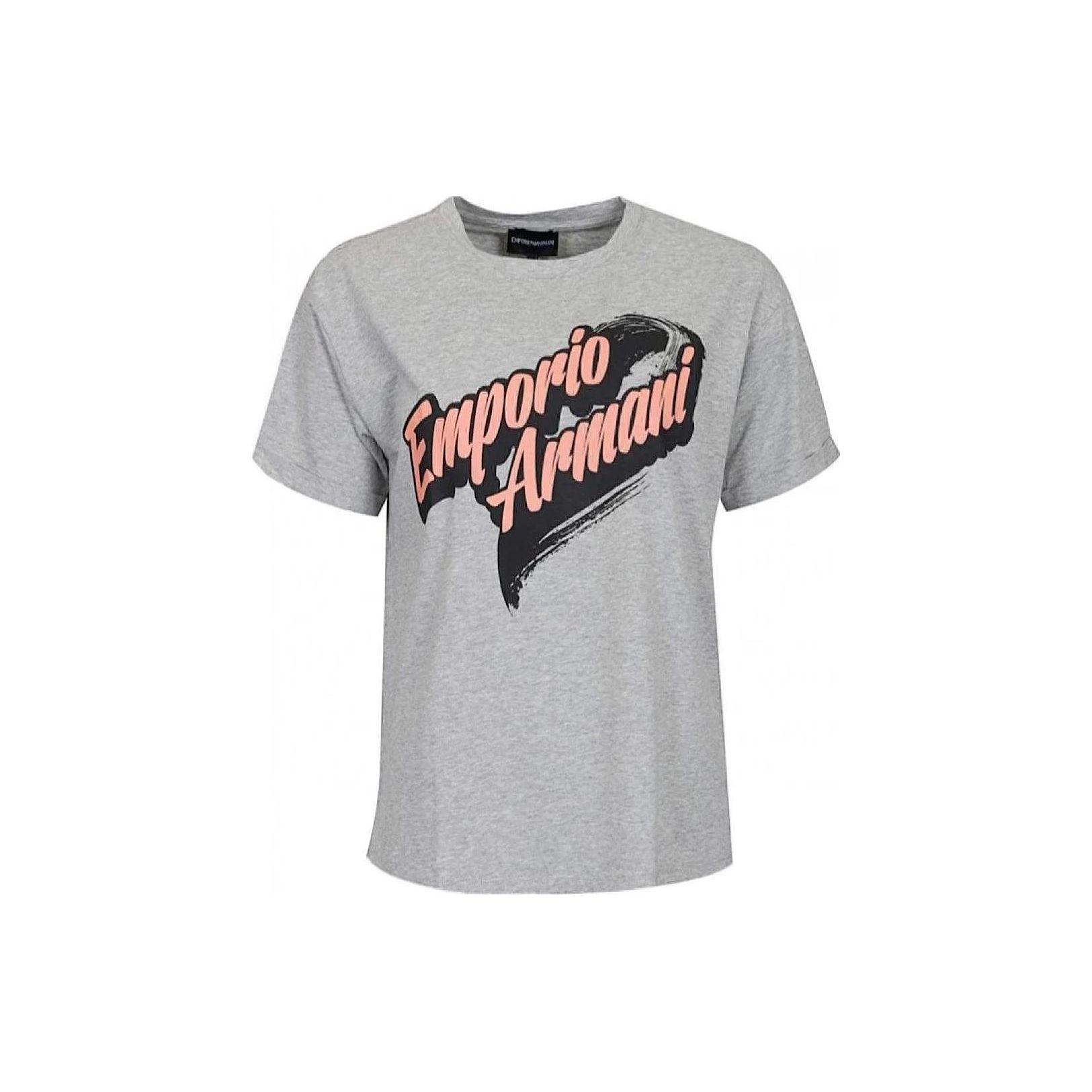 Emporio Armani SS23 Logo Print Round Neck Pullover Short Sleeve T-Shirt Women tops Gray 6G2T6A-2JQAZ-0616 XXL