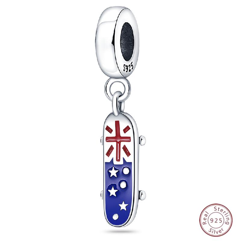 Copper Beaded Pendant Blue Shiny Zircon Suitable Original 3Mm Bracelet Women Fine Jewelry