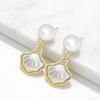 Shell Pearl Earrings for Women Unique Design Small Stud Earrings French Style Shell Pendant Dangle Earrings Lightweight