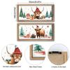2PCS Christmas Highland Cow Picture Farmhouse Wall Decoration Rustic Wood Print Cow Art Wall Decor Christmas Decoration