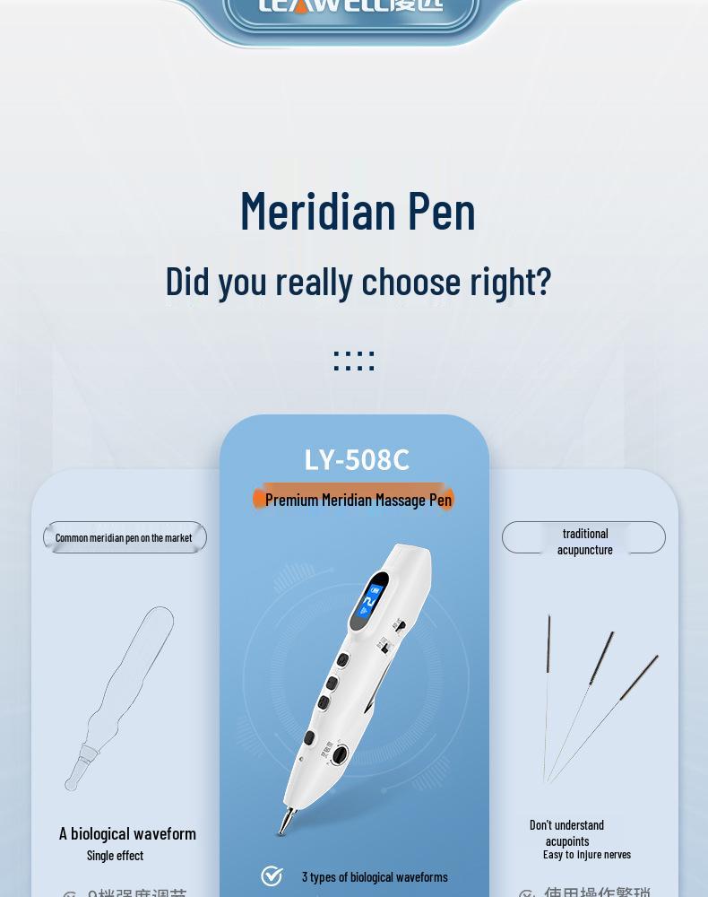 Electronic Beauty Acupoint Meridian Pen for Facial Massage and Acupuncture