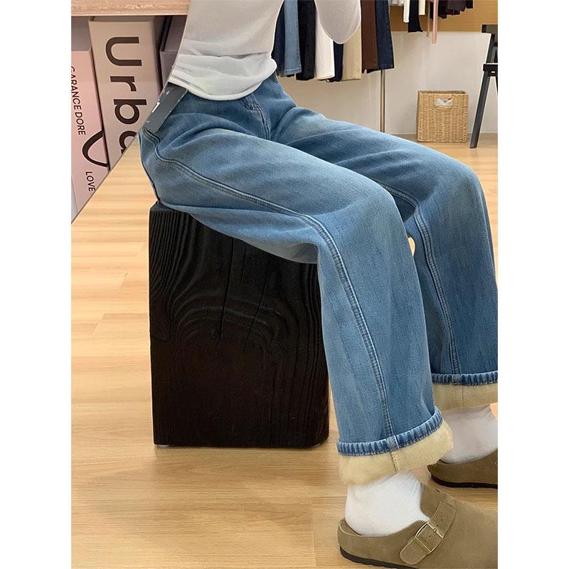 

Women s Plus Size Fleece-Lined Wide Leg Winter Jeans: Pear Shape Slimming Design 3XL