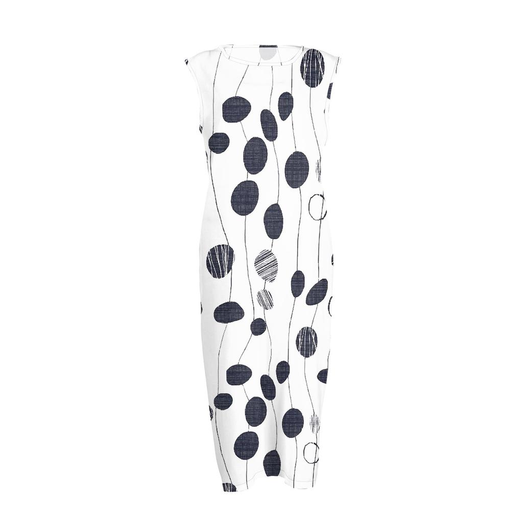 Dámské módní ležérní šaty bez rukávů s kulatým výstřihem a květinovým potiskem, elegantní temperamentní šaty