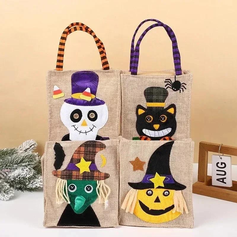 1-10PCS Halloween Treat Bags with Handles for Kids Candy Gift Supplies Party Favor Packaging Bag for Trick or Treat Decoration