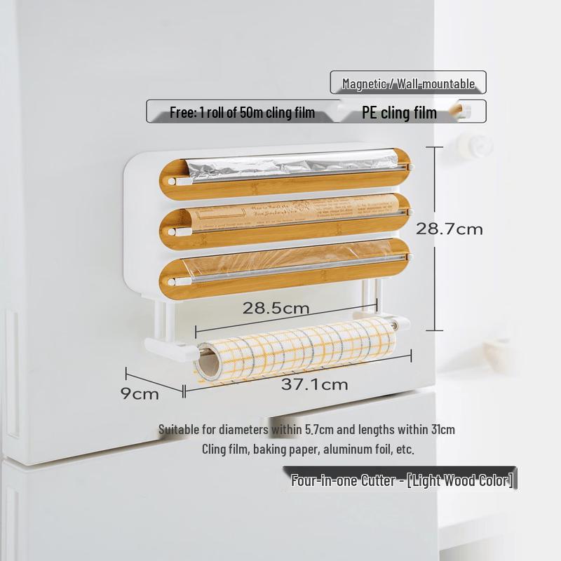 Magnetic 4-in-1 Cling Film and Foil Dispenser with Cutter