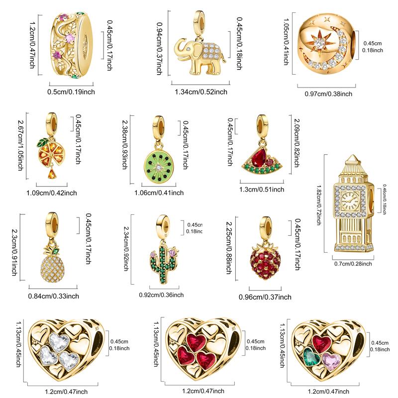 925 Silver Plated Cute Love Heart Firefly Golden Series Charms Bead For DIY Bracelet Necklace Making High Quality Jewelry Gift