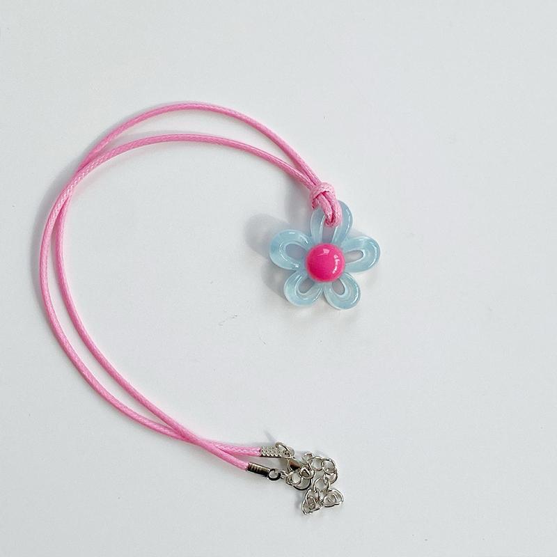 1PC Floral Fashion Colorful Trendy Necklace Adjustable Small Flower Cute Long Collarbone Chain New Choker Unique