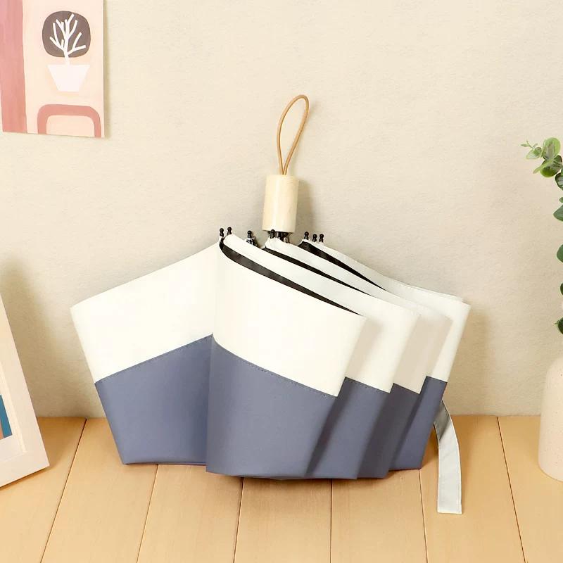 Sun Umbrella Female Foldable Rain Dual-Use Ins Wind Pure Color Minimalist Automatic Sun Protection UV Protection Sun Umbrella