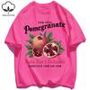 Bauernfrische Granatapfel Frucht Bedrucktes T-Shirt Damen Baumwolle Y2K T-Shirts All-Match Sommerkleidung Bequemes Oversized Oberteil
