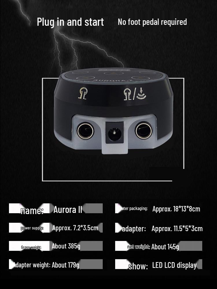 Aurora 2. Generation Tattoo-Netzteil mit Multifunktionstaste und Stabilisator