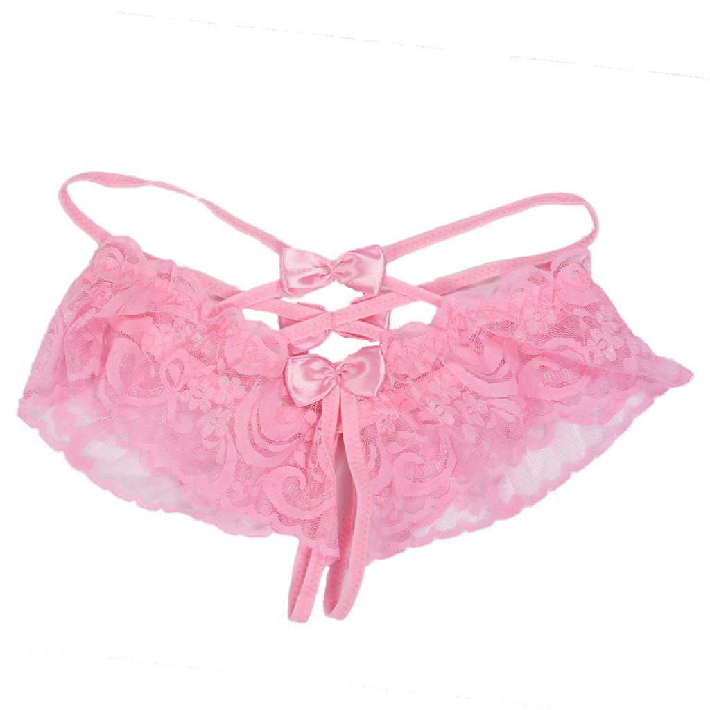Lady Irregular See-Through Star Flower Embroidery Lace G-String Thongs Underwear Knickers