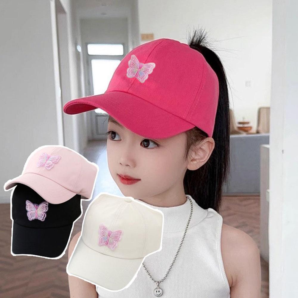 Adjustable Candy Color Girl's Hat Quick Drying Sunscreen Visors  Sweet Summer High Ponytail Cap Kids Empty Top Baseball Cap