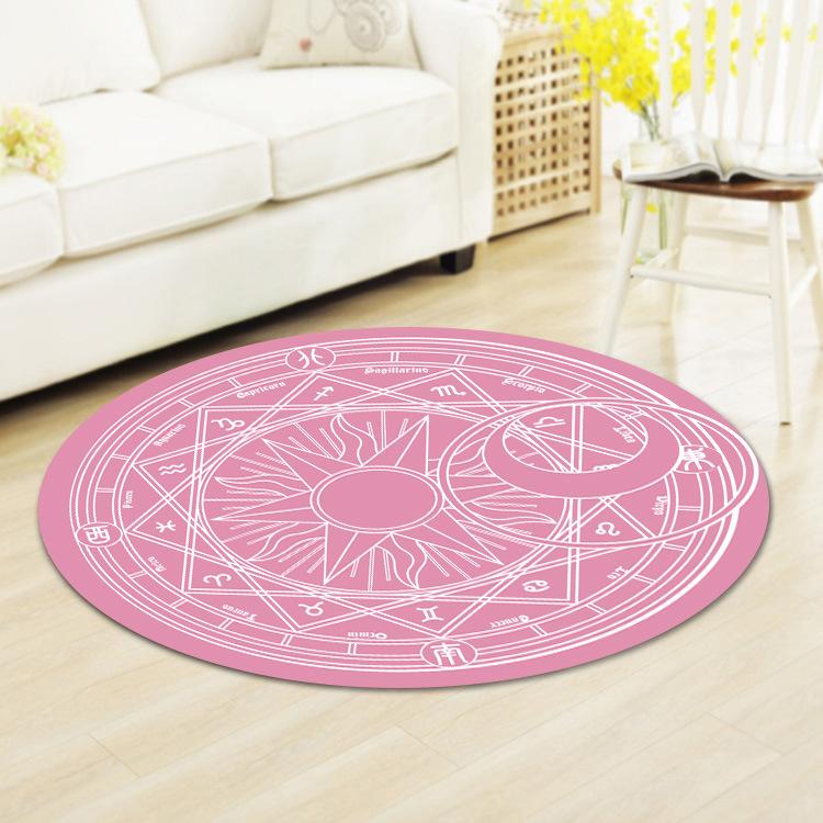 Astrologie Fliegender Teppich Matte Teppich Tierkreis Sonne Mond Heimdekoration Rundes Mystisches Design Wohnzimmer Bodenmatte mit Sternensymbolen