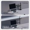 White Mechanical Arm Dual-Screen Laptop Stand: Liftable, Rotatable, and Suspended Cantilever Riser.