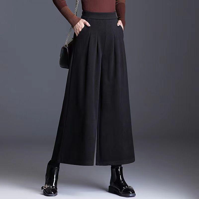 

Plus Size Elastic Waist Wide Leg Pants - High Waist Nine-Tenth Length 4XL [175-200 kg] чорний