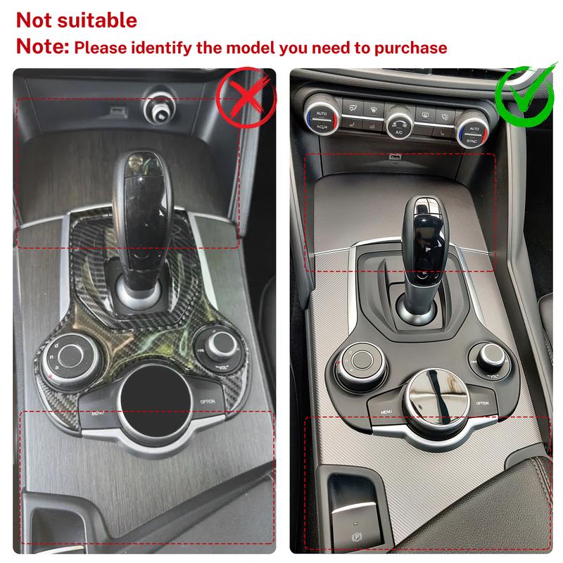 Real Soft Carbon Fiber For Alfa Romeo Giulia 952 2015- Alfa Romeo Stelvio 949 2017- Car Gear Shift Outer Panel Sticker