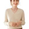 Women's Loose V-neck Cashmere Knit Sweater - Versatile Long Sleeve Pullover for Spring and Autumn