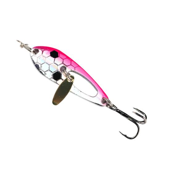 4CM/5G Spinner Blade Lure with Hook Double-sided Reflective Hard Metal Spoon Spinnerbait Rotating Sequin Lure Saltwater Freshwater Walleye Bass