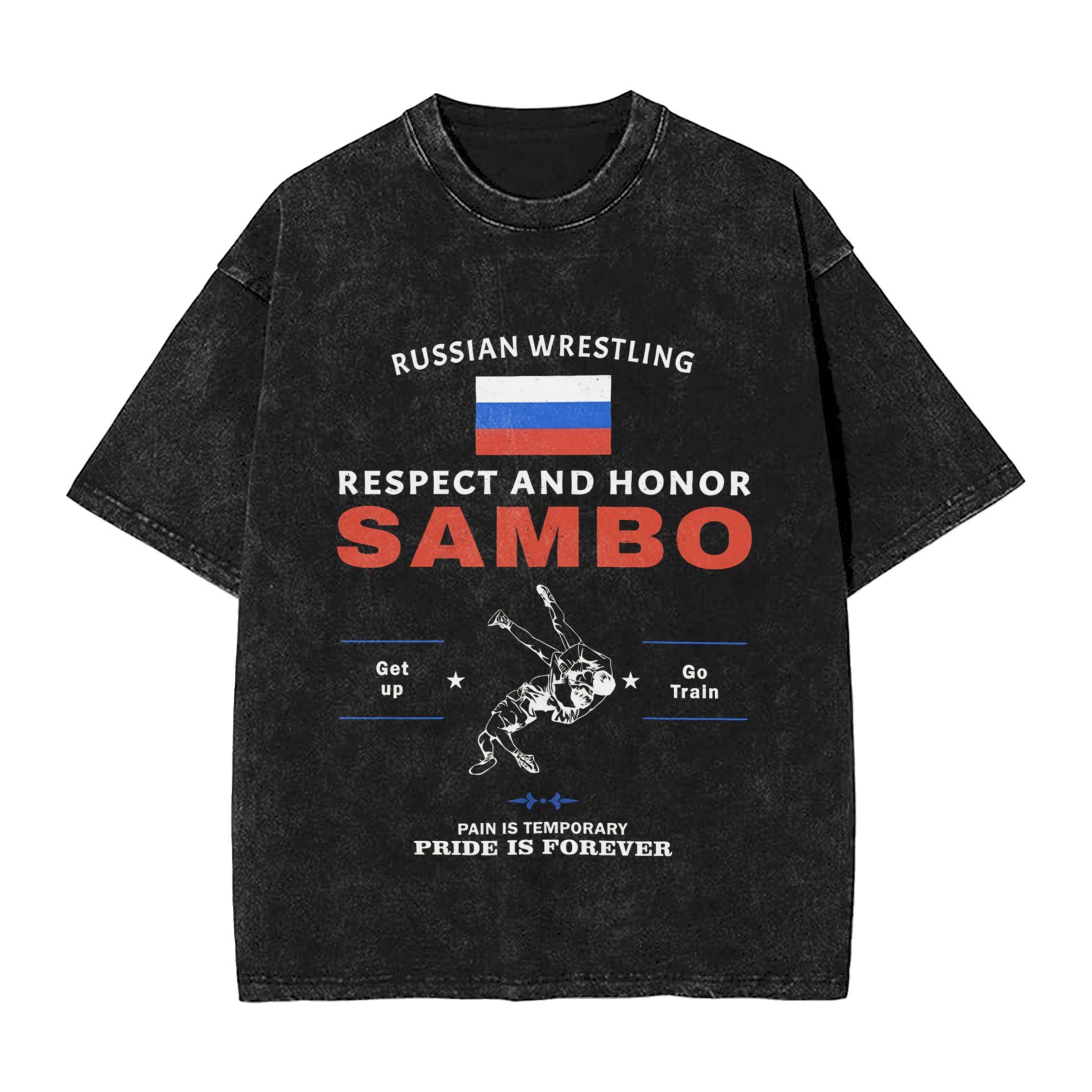 Mens Sambo Dagestan Wrestling Russian Flag T Shirts Tees Summer Street Style Short Sleeve T Shirt O Neck Popular Tshirt 2XL