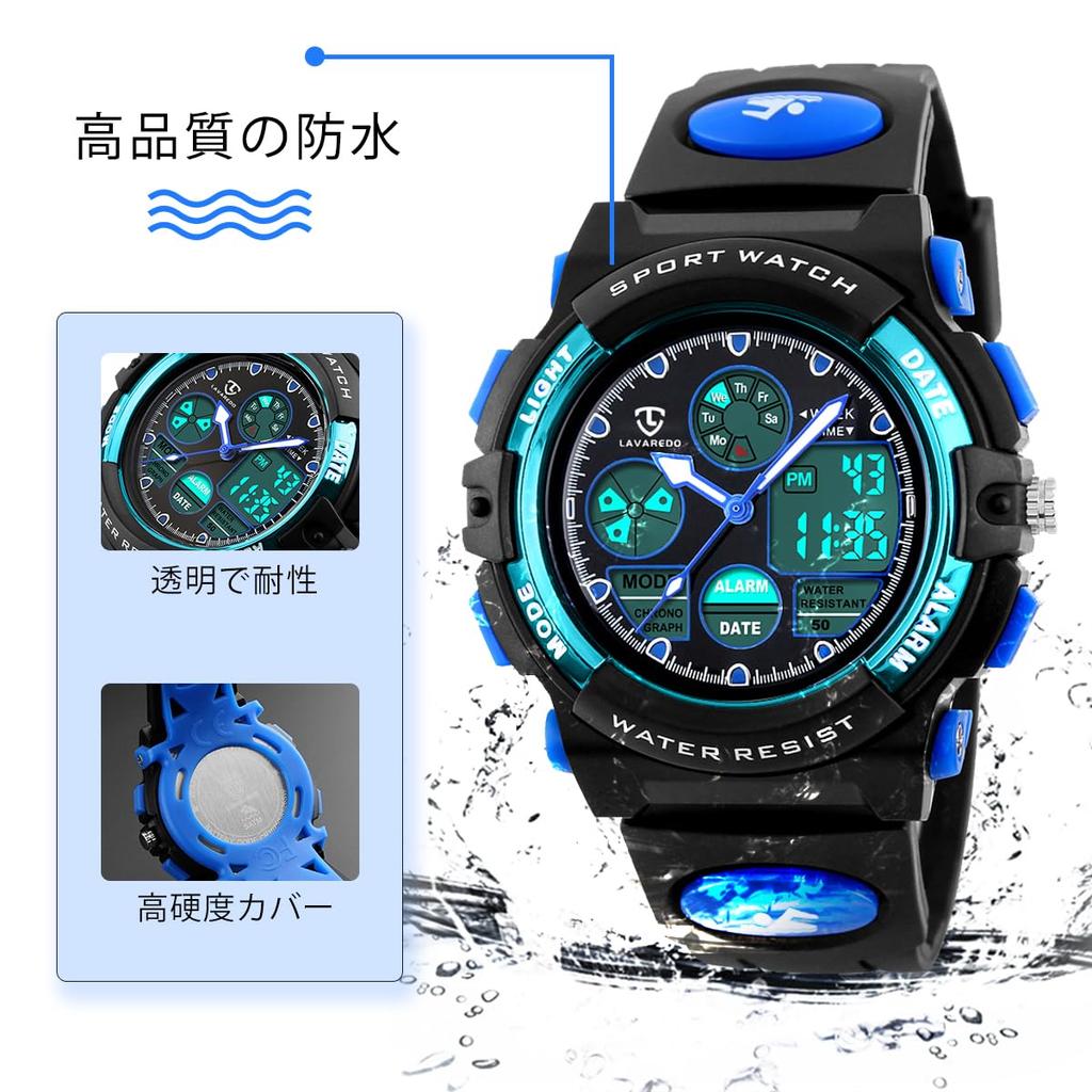 Sports Waterproof Outdoor Watch with Dual LED Analog Digital Watch for Boys and Girls Boys' Watch, Multi-Function Alarm, Date/Day Display, Time,