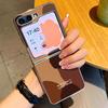Watercolor Spots Print Case For Samsung Galaxy Z FlIP 7 FE 6 5 Plating PC+PU Leather Hybrid Folding Cover For Samsung Z Flip7 Flip6 Flip5