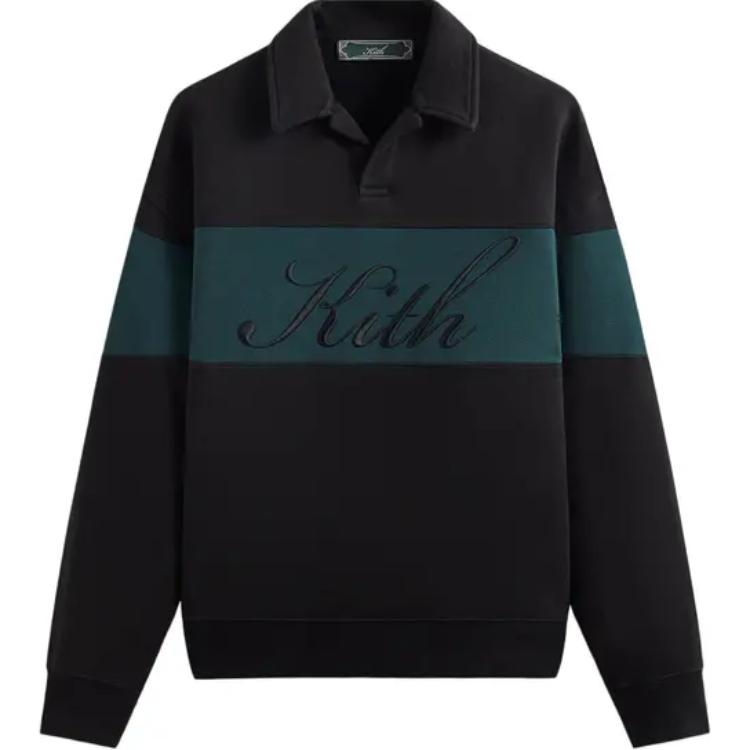 

Kith Color-Blocked Nelson Collared Pullover Black Men Tops KHM031653-001 M