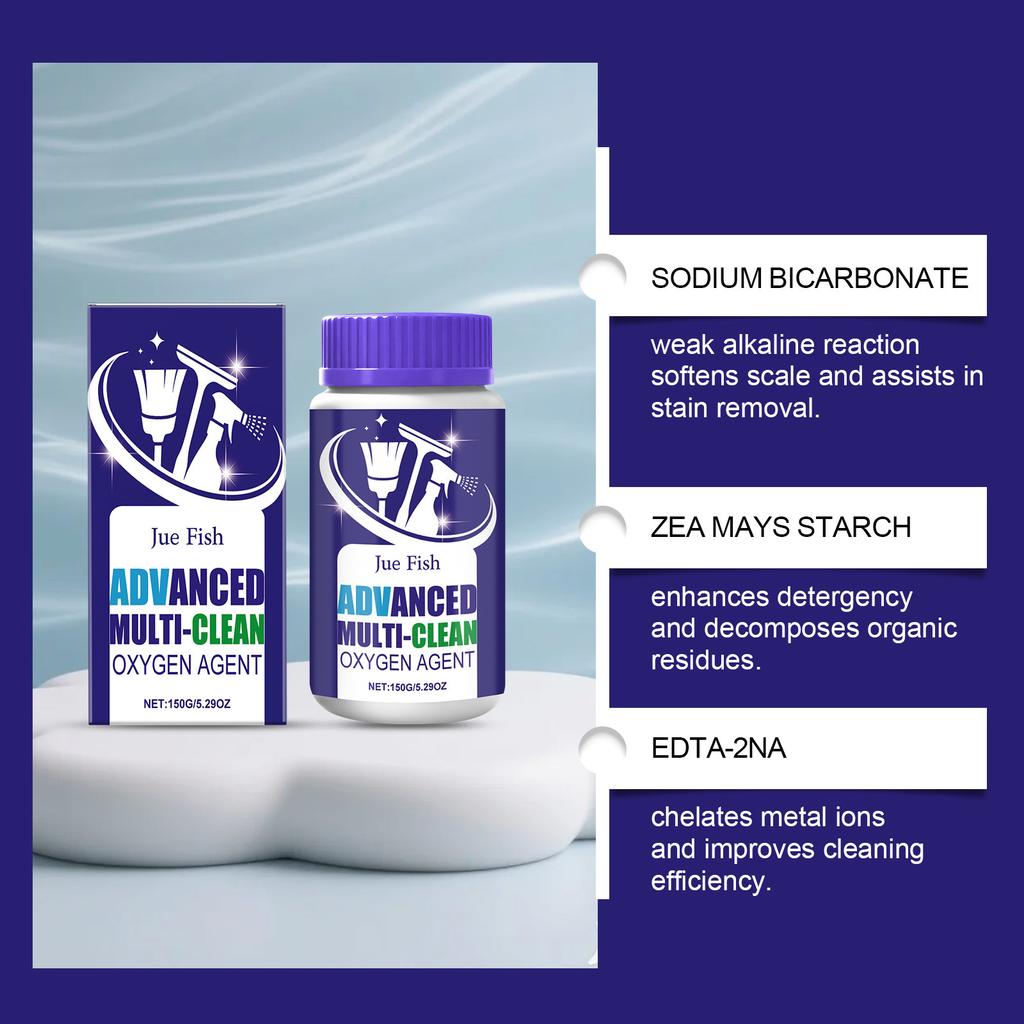 JUE FISH Multi-Purpose Cleaning Powder Water-Soluble Toilet Bathroom Descaling Hard Water Stain Remover for Glazed Surfaces