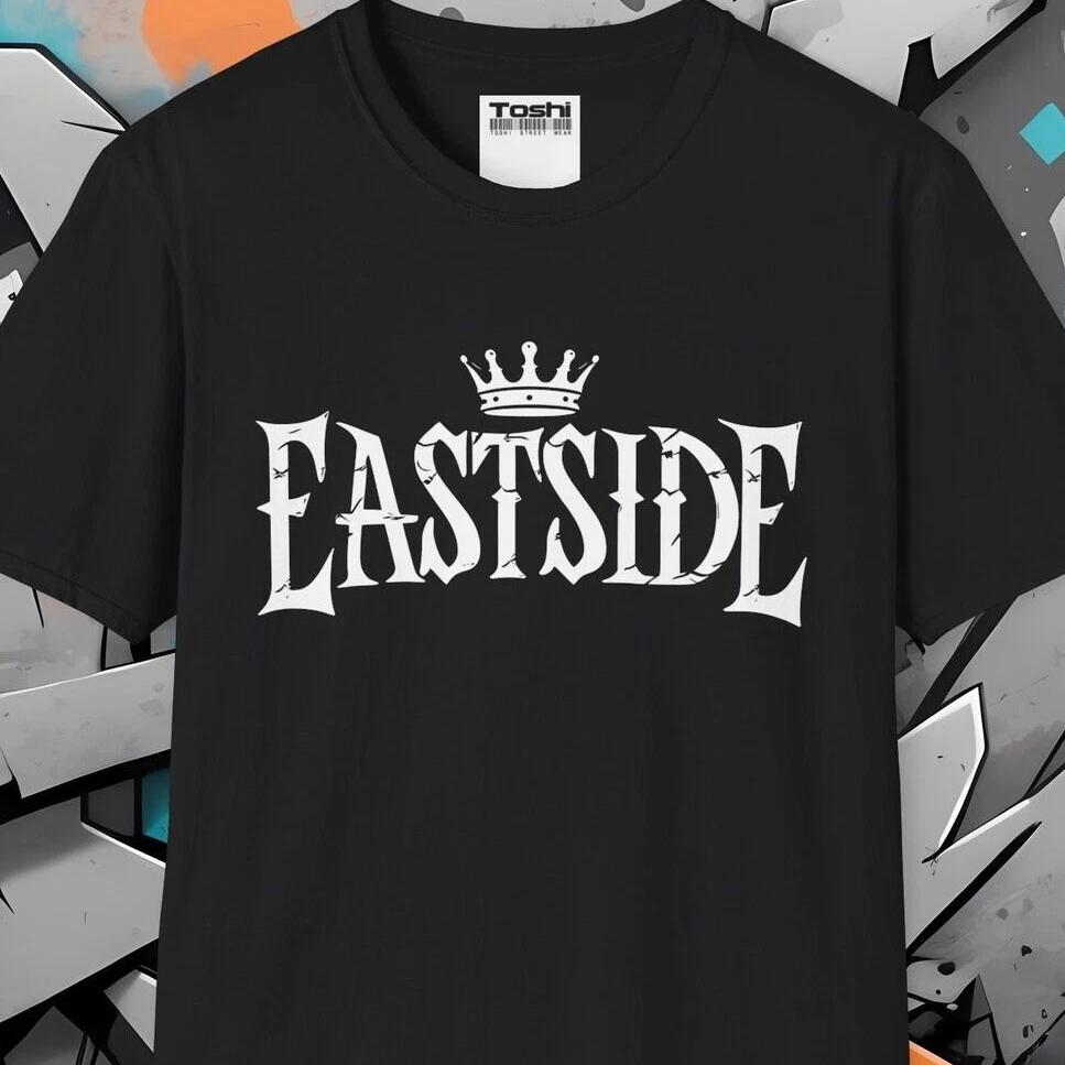 Eastside T-Shirt with Gangsta Tattoo Crown Design Urban Hip-Hop Fashion Graffiti M