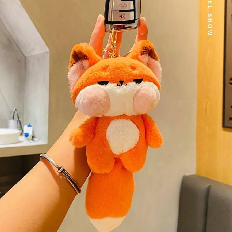 Creative Plush Fox Keychain For Lovers Adorable And Fluffy Car Charm For Gifts