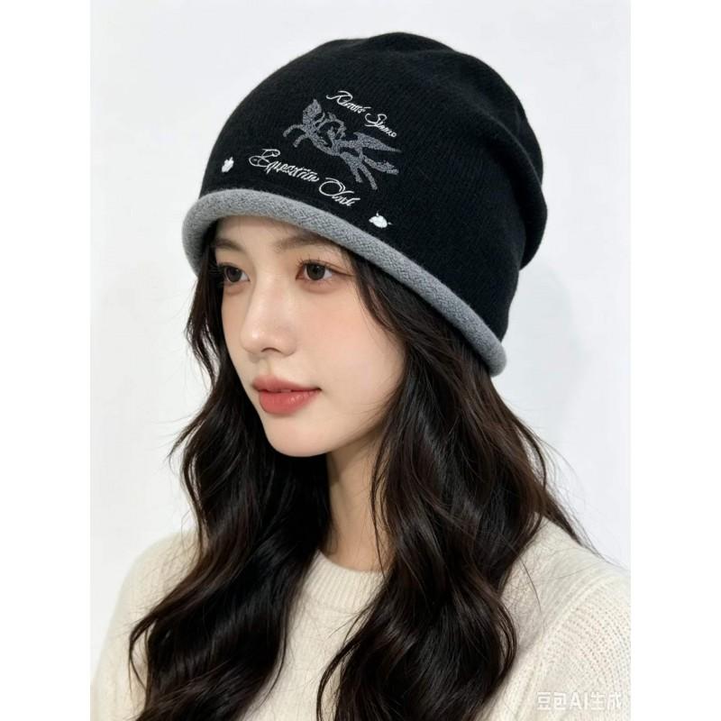 Womens Winter Knit Beanie Hat Warm Fleece Lined Ear Cover Adjustable-Free Foldable Acrylic Cap Cold Weather