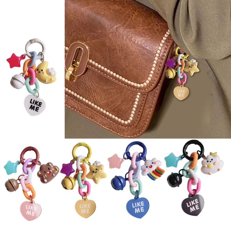 Unique Moon Cloud Star Bell Heart Pendant Keychain Handmade Colorful Resin Keyring Accessory Handbag Accessories