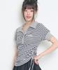 ILLIGO Striped Shirred Collared Tee Charcoal